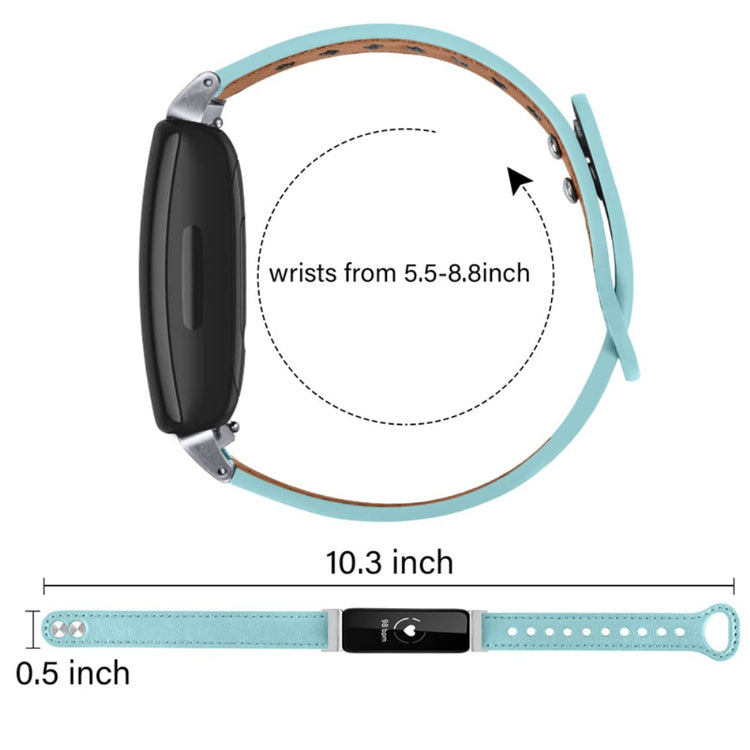Vildt pænt Fitbit Inspire 2 / Fitbit Ace 2 Ægte læder Urrem - Blå#serie_10