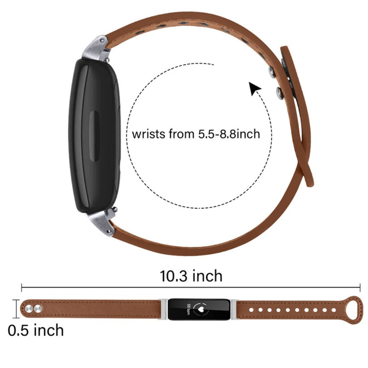 Vildt pænt Fitbit Inspire 2 / Fitbit Ace 2 Ægte læder Urrem - Brun#serie_11