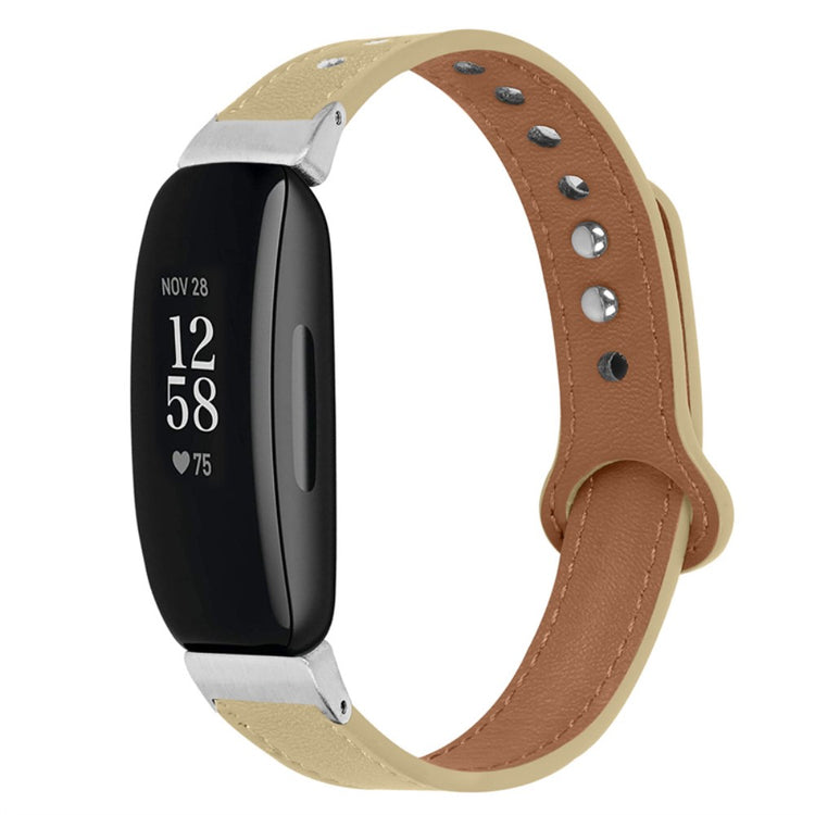 Vildt pænt Fitbit Inspire 2 / Fitbit Ace 2 Ægte læder Urrem - Beige#serie_5