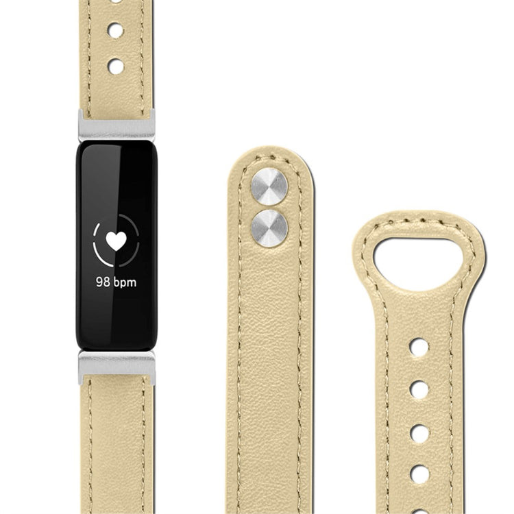 Vildt pænt Fitbit Inspire 2 / Fitbit Ace 2 Ægte læder Urrem - Beige#serie_5