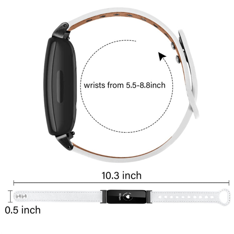 Fantastisk Fitbit Inspire 2 / Fitbit Ace 2 Ægte læder Urrem - Hvid#serie_1