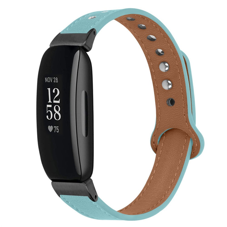 Fantastisk Fitbit Inspire 2 / Fitbit Ace 2 Ægte læder Urrem - Blå#serie_10