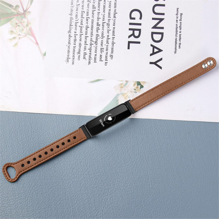 Fantastisk Fitbit Inspire 2 / Fitbit Ace 2 Ægte læder Urrem - Brun#serie_11