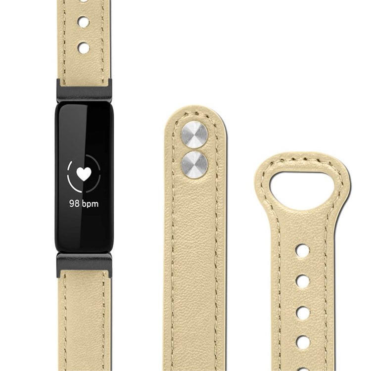 Fantastisk Fitbit Inspire 2 / Fitbit Ace 2 Ægte læder Urrem - Beige#serie_5