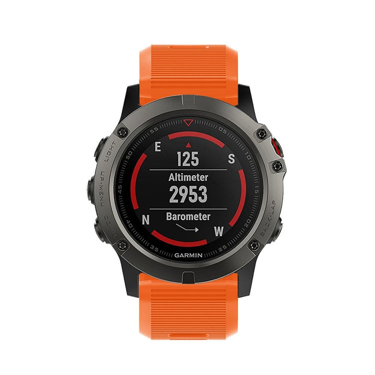 Tidsløst Garmin Fenix 5X Plus Silikone Rem - Orange#serie_4