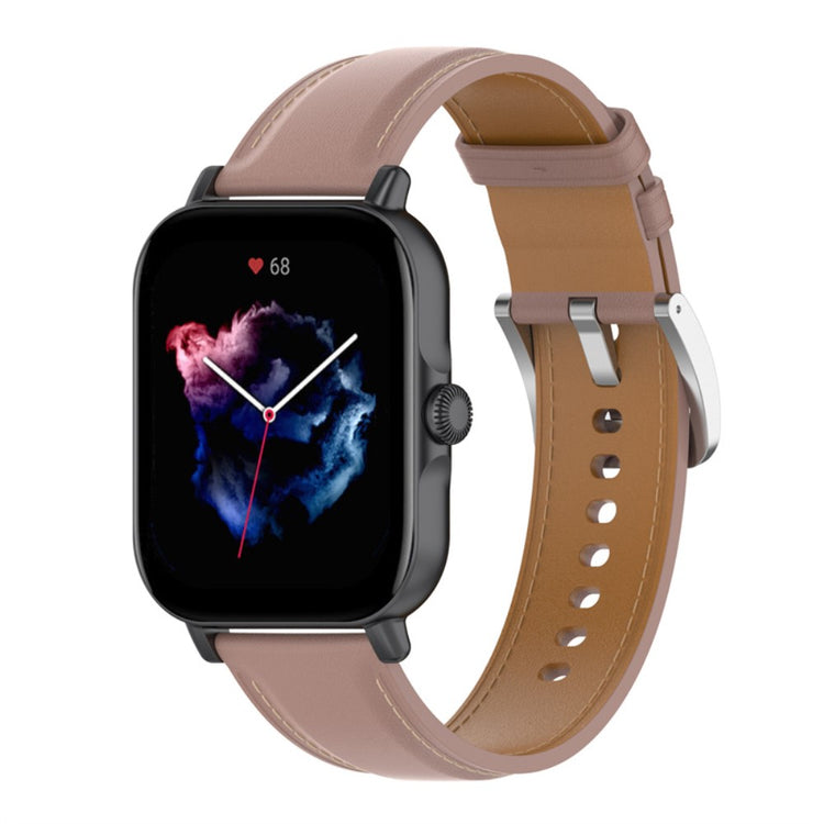 Rigtigt cool Amazfit GTS 3 / Amazfit Bip U Ægte læder Rem - Pink#serie_1