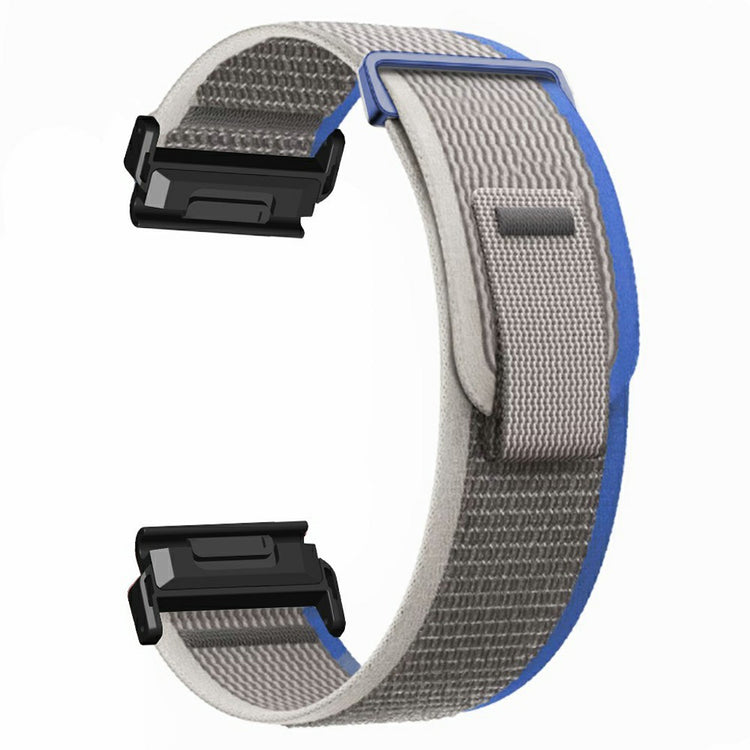 Watch Band for Garmin Fenix 7 / 6 / 5 Replacement Nylon Adjustable Loop Fastener Strap - Grey+Blue#serie_6