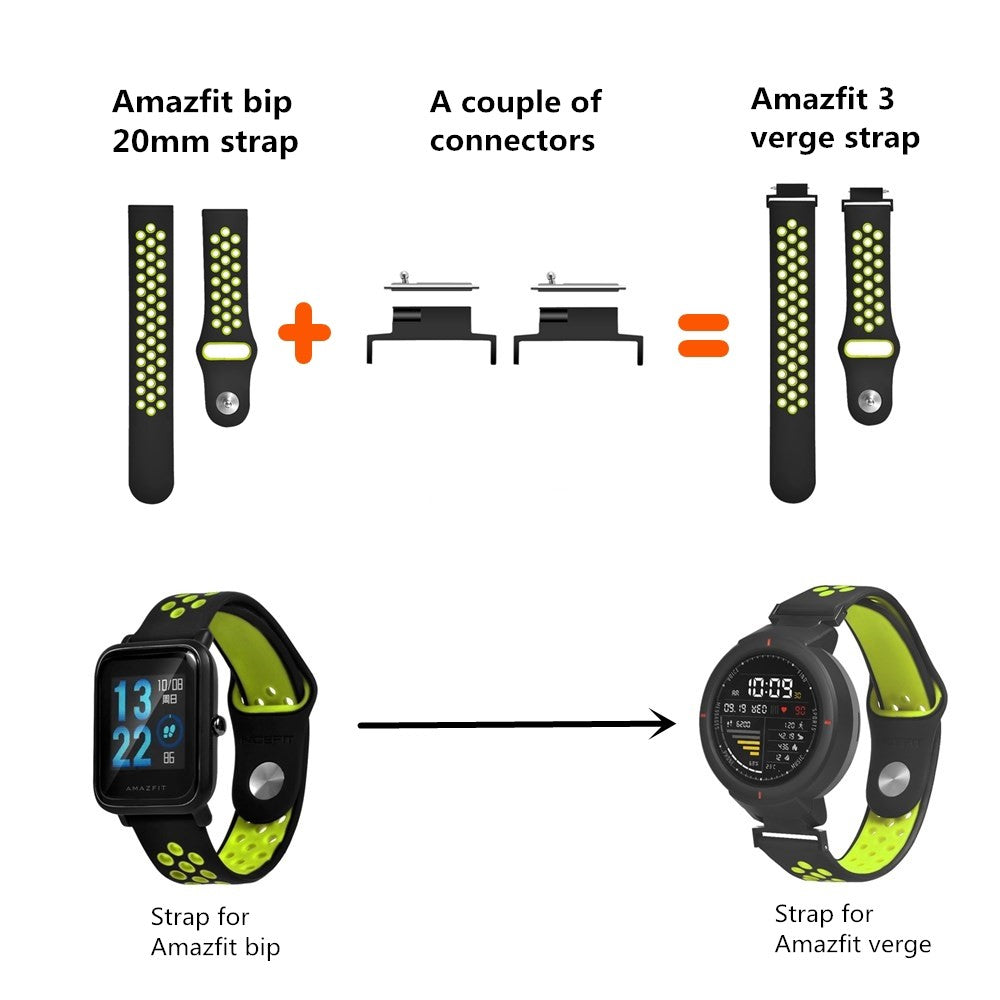 1 Pair Huami Amazfit 3 Verge / Verge Lite ABS Connector 14mm to 20mm Spring Bars Connector Watch Band Adapter - Sort#serie_6