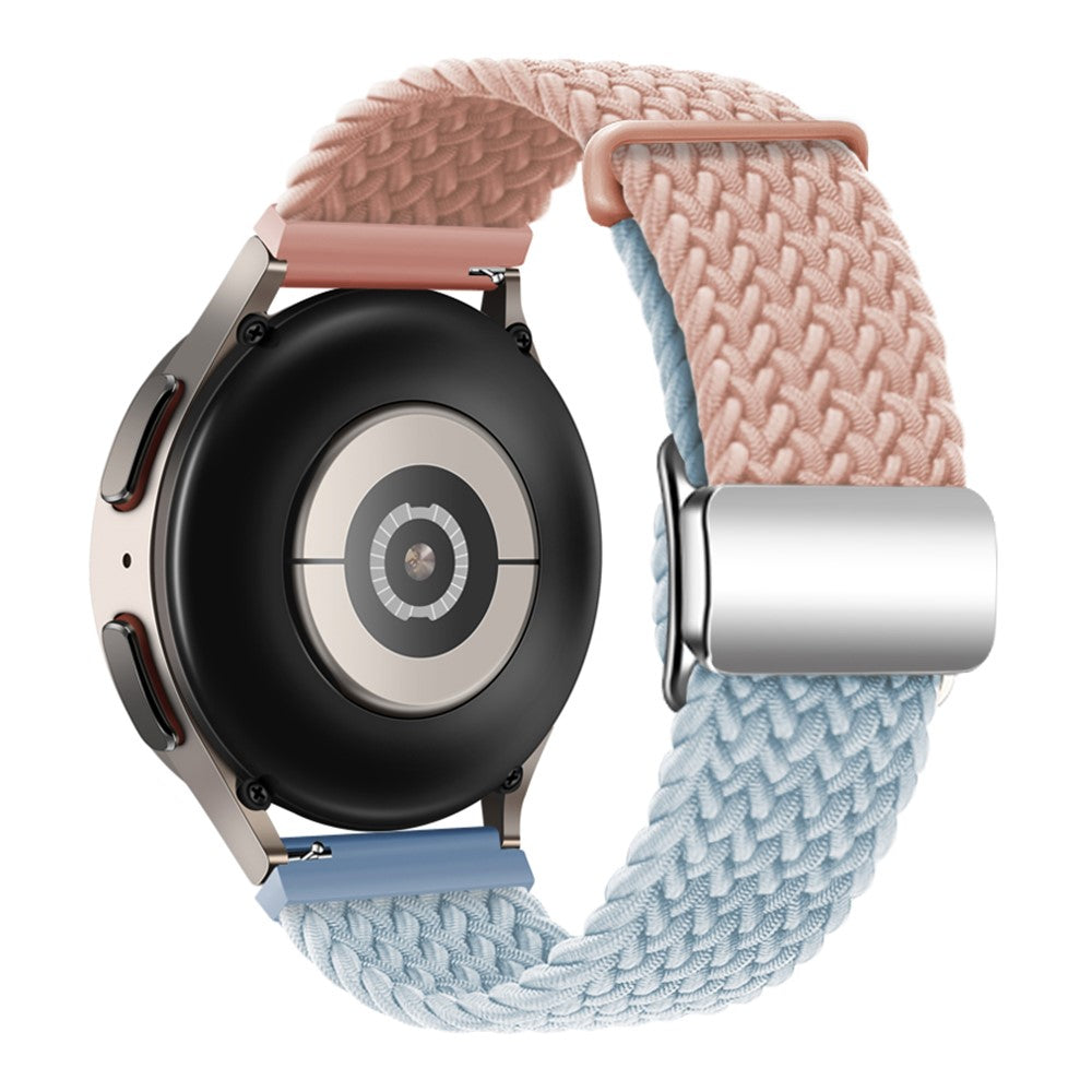 Universal 22mm Woven Watch Strap Silver Magnetic Buckle Replacement Wrist Band - Pink+Blue#serie_2