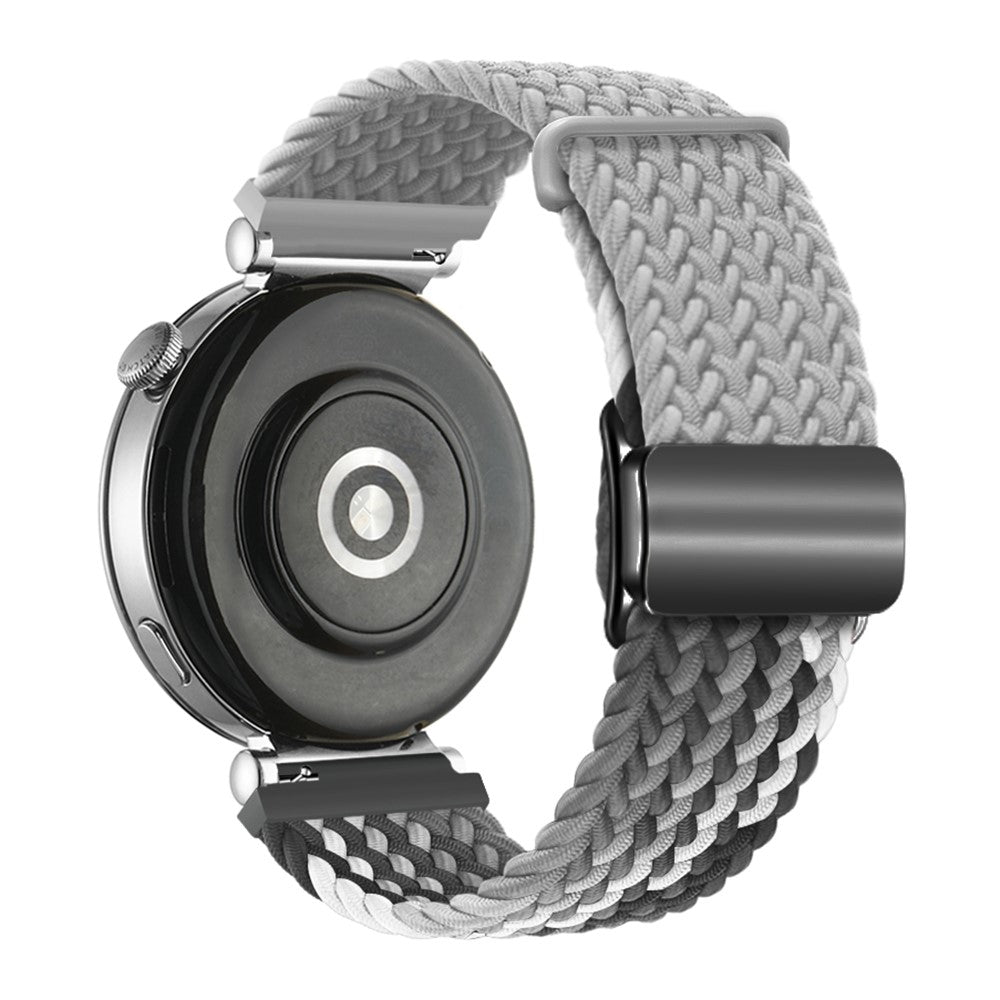 18mm Universal Smartwatch Strap Magnetic Buckle Design Woven Band - Light Grey+Dark Chocolate / Black Buckle#serie_5