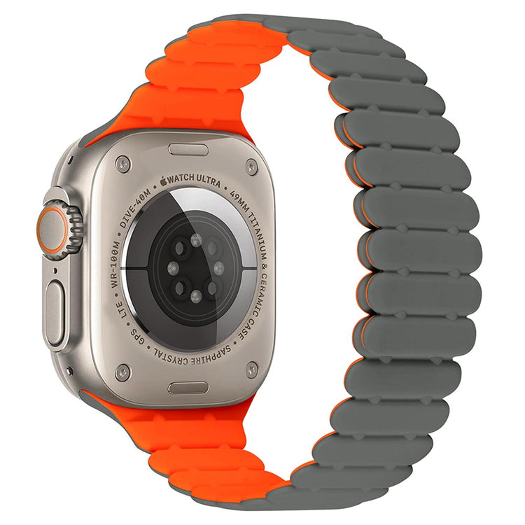 Apple Watch Series 49mm - 45mm - 44mm - 42mm Bamboo Joint Strap - Grey+Orange#serie_3