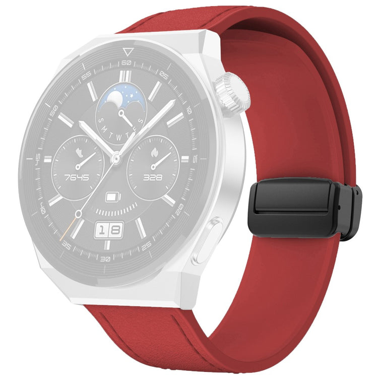 Huawei Watch 4 / 4 Pro / GT 4 46mm Watch Strap 22mm Magnetic Leather Coated Silicone Band - Red#serie_7