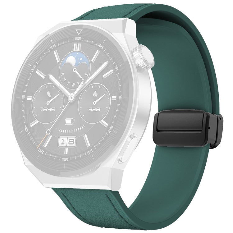 Huawei Watch 4 / 4 Pro / GT 4 46mm Watch Strap 22mm Magnetic Leather Coated Silicone Band - Pine Needle Green#serie_14