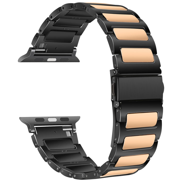 Apple Watch Series 41mm - 40mm - 38mm Sports Watch Strap Zinc Alloy Wrist Band - Black+Rose Gold#serie_1