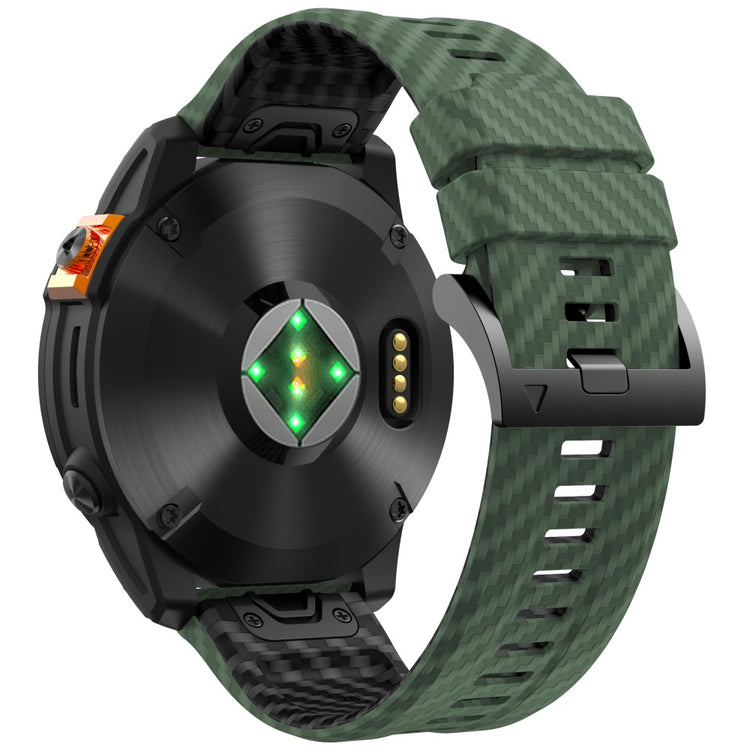 Garmin Fenix 7 Quickfit 22mm Replacement Watch Strap Carbon Fiber Texture Silicone Band - Army Green+Black#serie_9