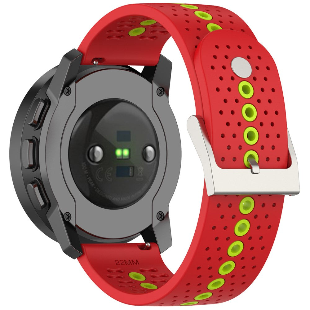 Huawei Watch 4 / 4 Pro / GT 4 46mm Color Holes Watch Strap 22mm Universal Silicone Band - Red+Green#serie_7