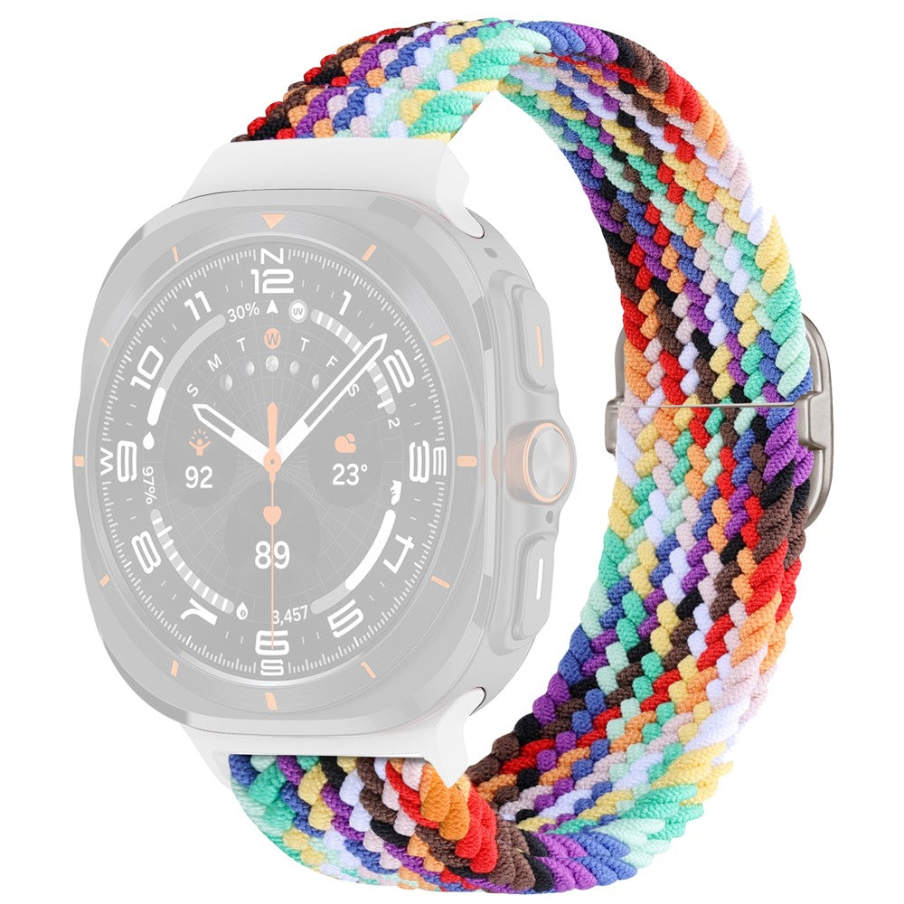 Samsung Galaxy Watch Ultra 47mm Braided Watch Band Adjustable Nylon Replacement Strap - Rainbow / White Buckle#serie_3