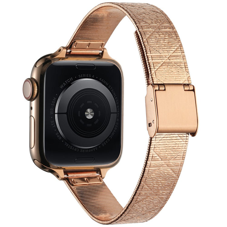 Apple Watch Series 49mm - 45mm - 44mm - 42mm Rhombus Grid Stainless Steel Watch Band - Rose Gold#serie_5