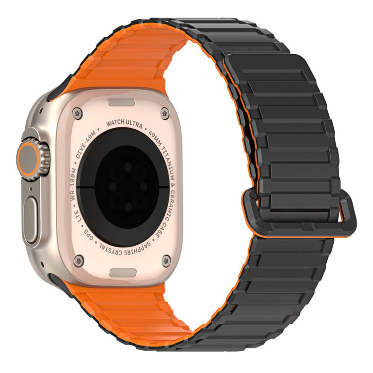 DUX DUCIS Apple Watch Series 49mm - 45mm - 44mm - 42mm Magnetic Silicone Band - Black+Orange#serie_3