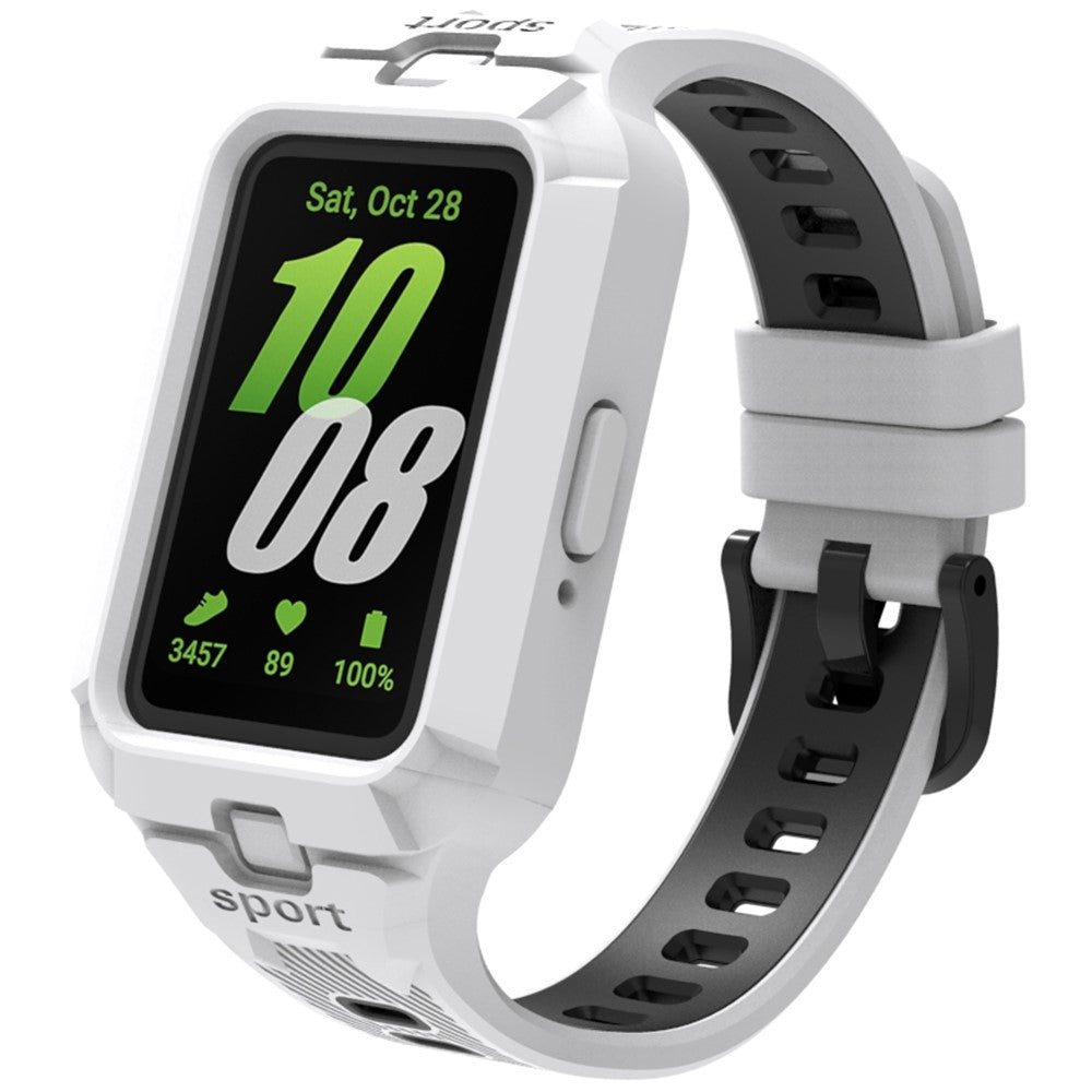 Samsung Galaxy Fit3 Watch Strap Integrate Silicone Watch Band with Protective Case - White+Black#serie_10