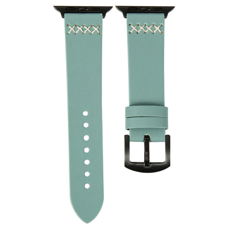 KALEBOL Apple Watch Series 49mm - 45mm - 44mm - 42mm Cross-Stitch Leather Strap - Green#serie_1