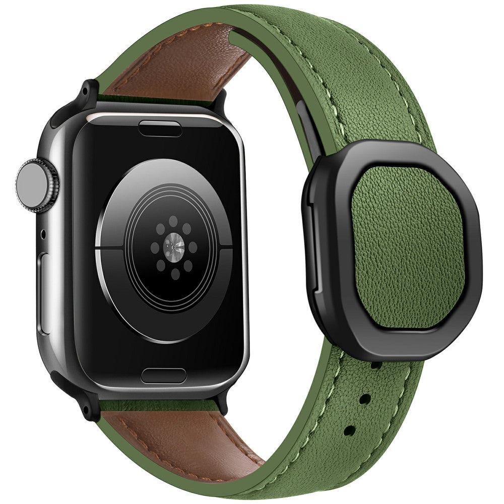 KALEBOL Apple Watch Series 49mm - 45mm - 44mm - 42mm Genuine Cow Leather Band - Army Green#serie_5