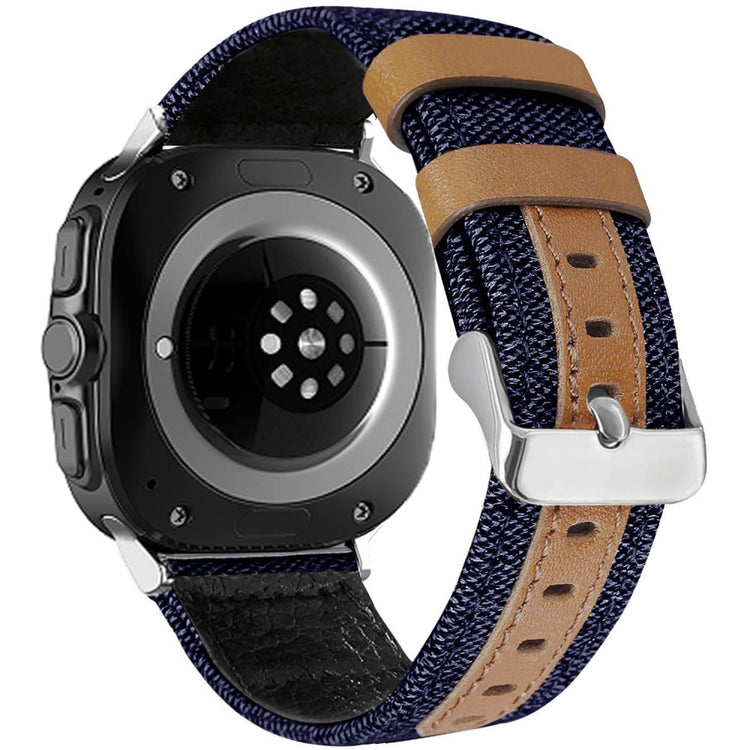 Samsung Galaxy Watch Ultra 47mm Watch Strap Canvas + Vegan Leather Wrist Band Replacement - Blue#serie_5