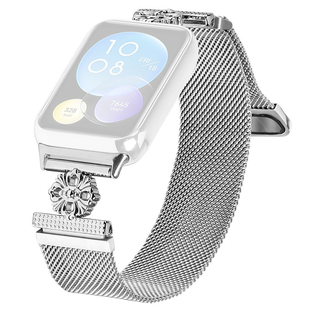 Xiaomi Smart Band 8 Pro Milanese Band Flower Stainless Steel Magnetic Mesh Watch Strap - Silver#serie_1