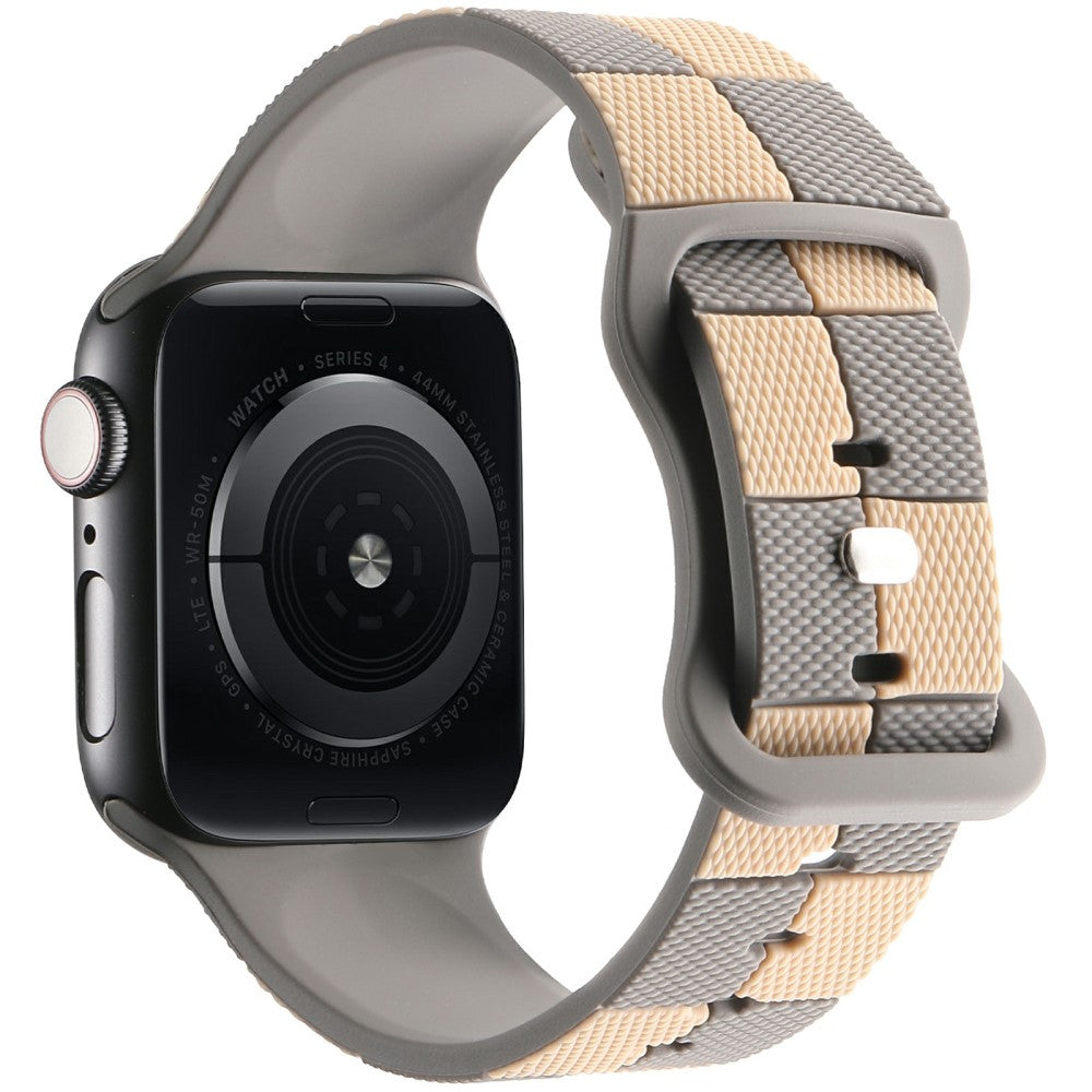 Apple Watch Series 41mm - 40mm - 38mm Checkerboard Silicone Band - Grey+Brown#serie_4