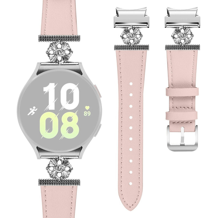 Watch Band for Samsung Galaxy Watch6 Genuine Cow Leather Strap with Quick Release Connector - Pink#serie_3