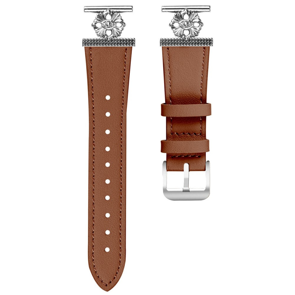 Gabb Watch 3 Watch Band Genuine Cow Leather Flower Decor Adjustable Strap - Brown#serie_4