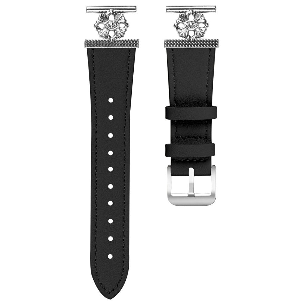 SyncUP Kids Watch Watch Band Genuine Cow Leather Flower Decor Adjustable Strap - Black#serie_2