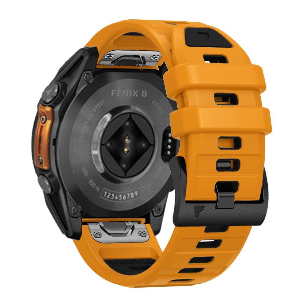 22mm Watch Strap Garmin Fenix 8 47mm / Fenix E 47mm / Quatix 7 Pro Universal Silicone Band - Orange+Black#serie_1