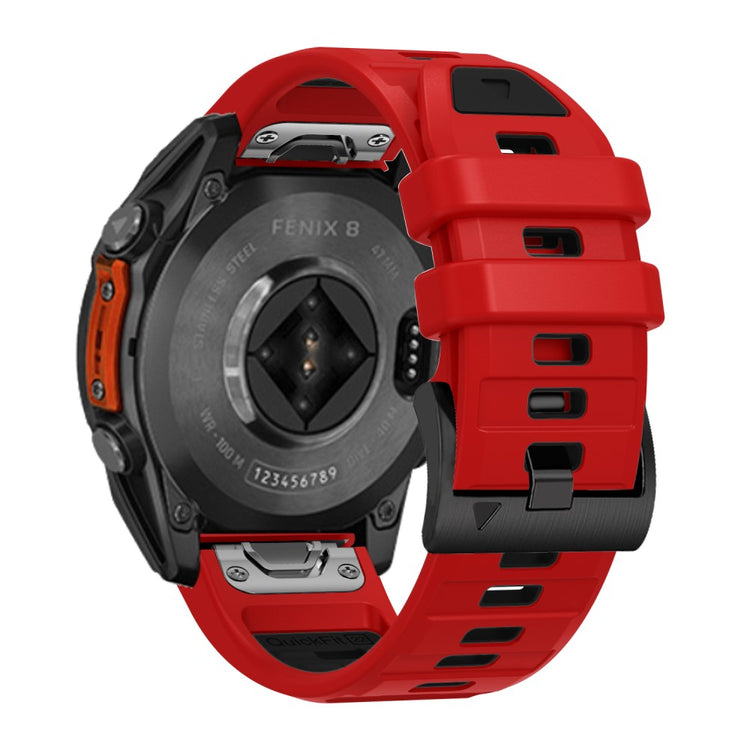 22mm Watch Strap Garmin Fenix 8 47mm / Fenix E 47mm / Quatix 7 Pro Universal Silicone Band - Red+Black#serie_9