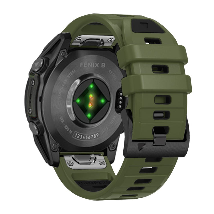 22mm Watch Strap Garmin Fenix 8 47mm / Fenix E 47mm / Quatix 7 Pro Universal Silicone Band - Army Green+Black#serie_10