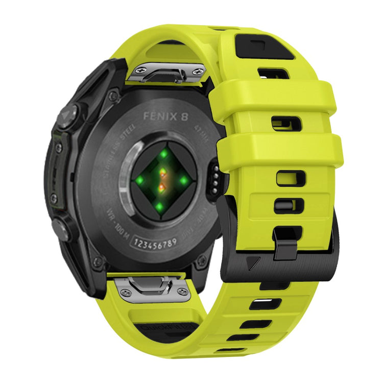 22mm Watch Strap Garmin Fenix 8 47mm / Fenix E 47mm / Quatix 7 Pro Universal Silicone Band - Lime+Black#serie_12