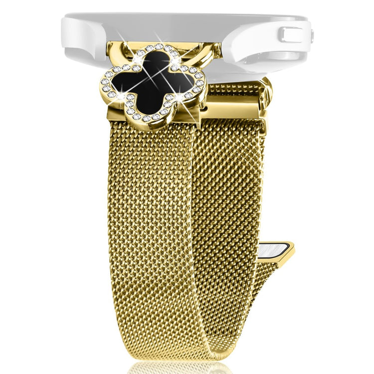 Verizon Gizmo Watch 1 Milanese Band Electroplated Stainless Steel Watch Strap Clover Decor, Size: S - Gold  /  Black#serie_2