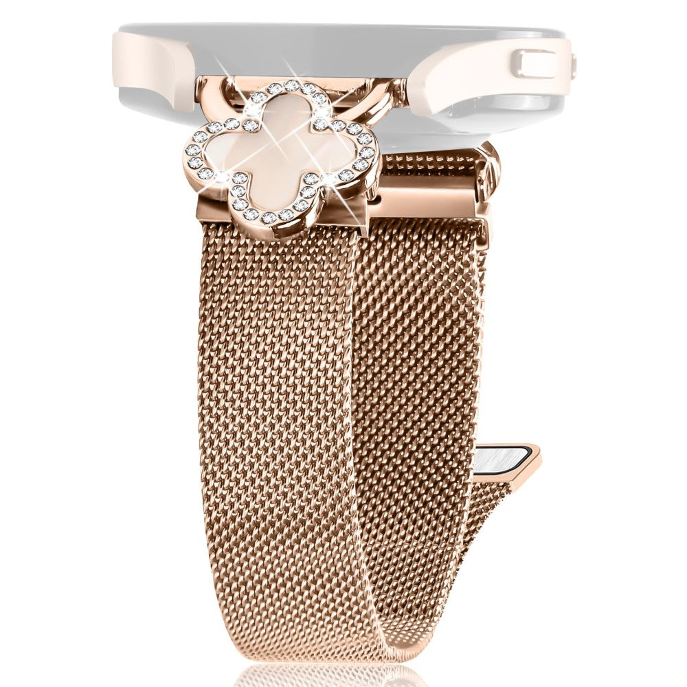 Verizon Gizmo Watch 1 Milanese Band Electroplated Stainless Steel Watch Strap Clover Decor, Size: S - Rose Gold  /  Colored#serie_3