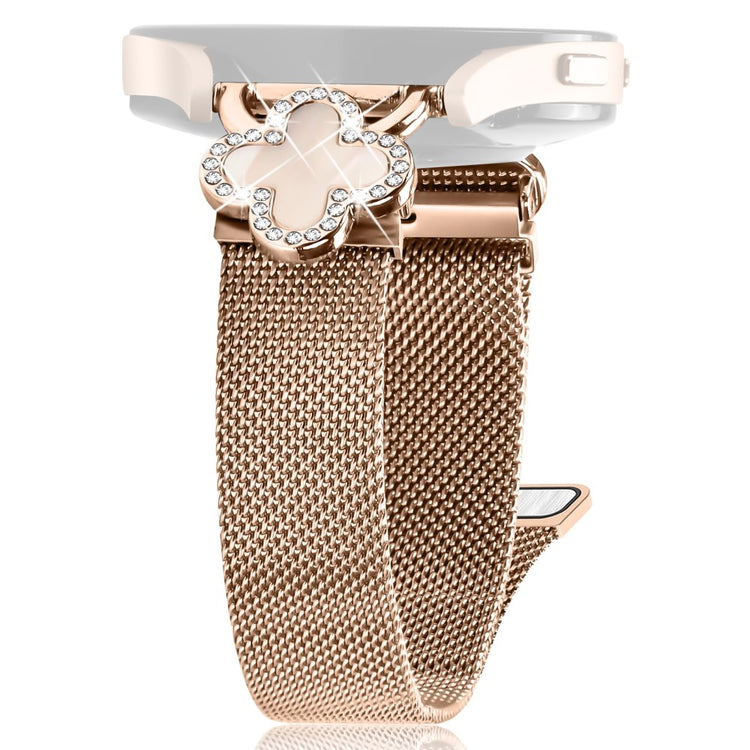 Verizon Gizmo Watch 1 Milanese Band Electroplated Stainless Steel Watch Strap Clover Decor, Size: S - Rose Gold  /  Colored#serie_3