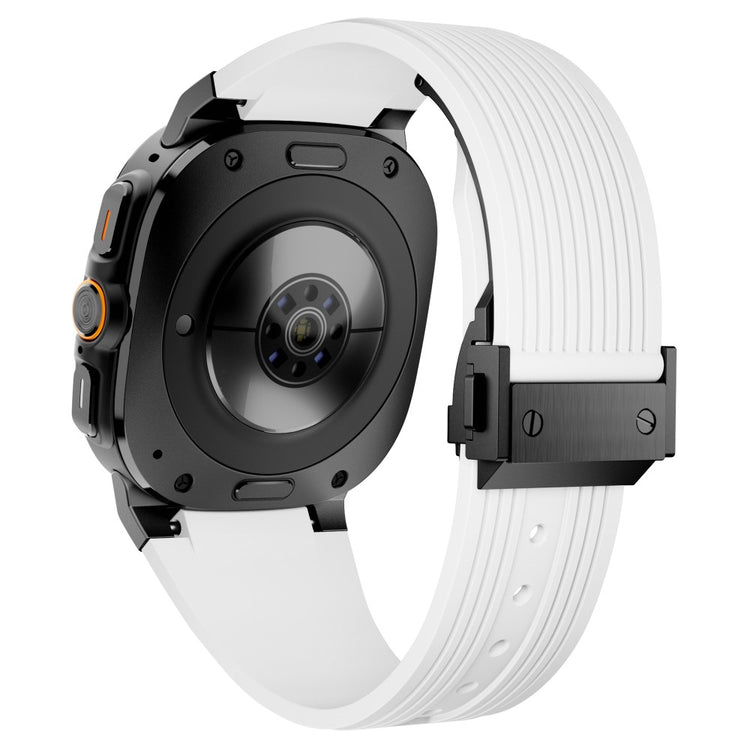 Samsung Galaxy Watch Ultra 47mm Silicone Band Black Connector Black Buckle Watch Strap - White#serie_2