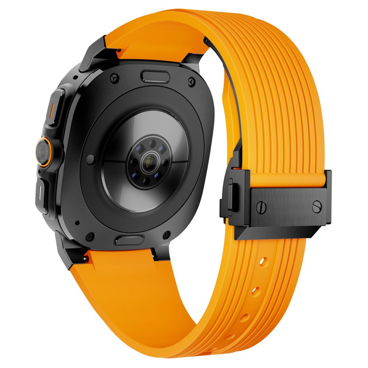 Samsung Galaxy Watch Ultra 47mm Silicone Band Black Connector Black Buckle Watch Strap - Orange#serie_3