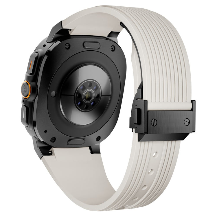 Samsung Galaxy Watch Ultra 47mm Silicone Band Black Connector Black Buckle Watch Strap - Starlight#serie_5