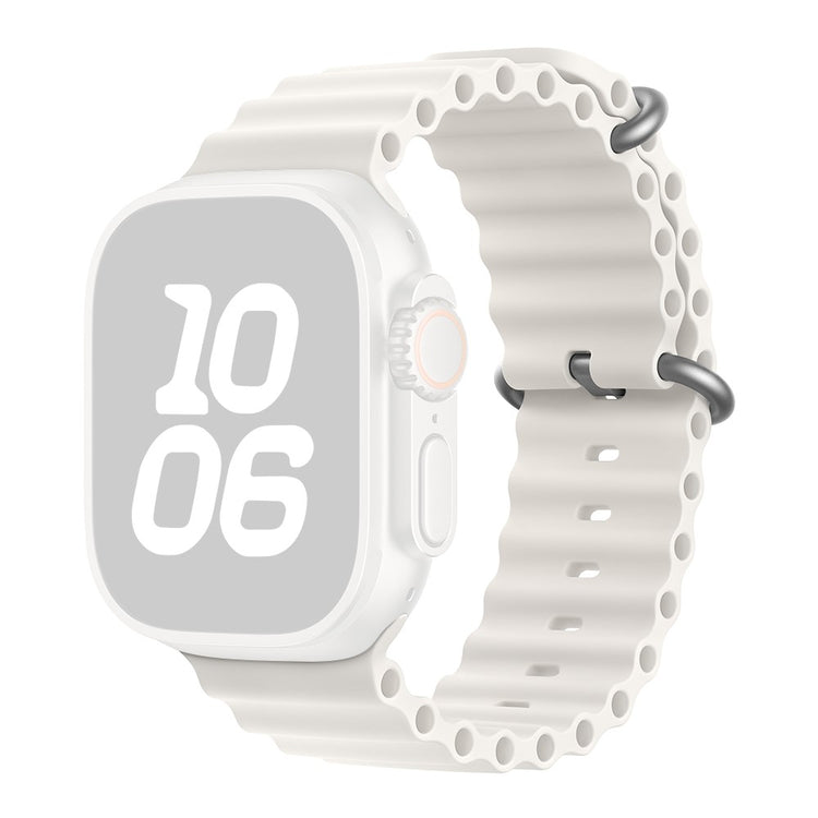 KALEBOL Ocean Silicone Band Apple Watch Series 10 46mm Breathable Soft Watch Strap - White#serie_2