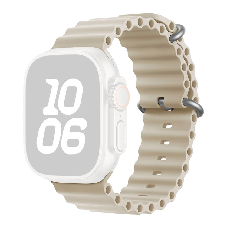 KALEBOL Ocean Silicone Band Apple Watch Series 10 46mm Breathable Soft Watch Strap - Antique White#serie_5