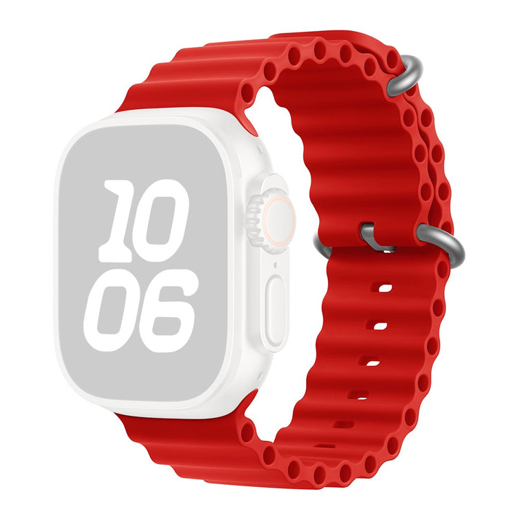 KALEBOL Ocean Silicone Band Apple Watch Series 10 46mm Breathable Soft Watch Strap - Red#serie_7