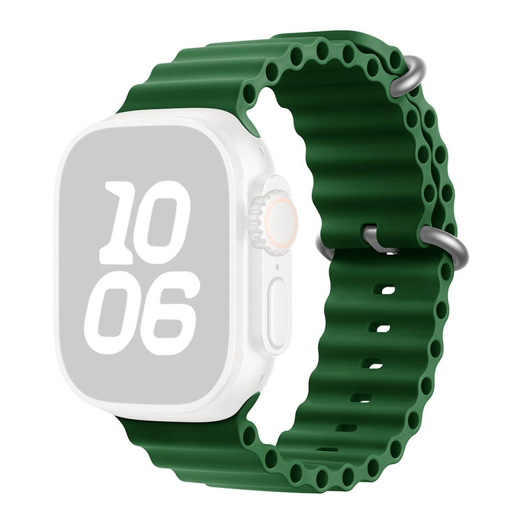 KALEBOL Ocean Silicone Band Apple Watch Series 10 46mm Breathable Soft Watch Strap - Green#serie_8