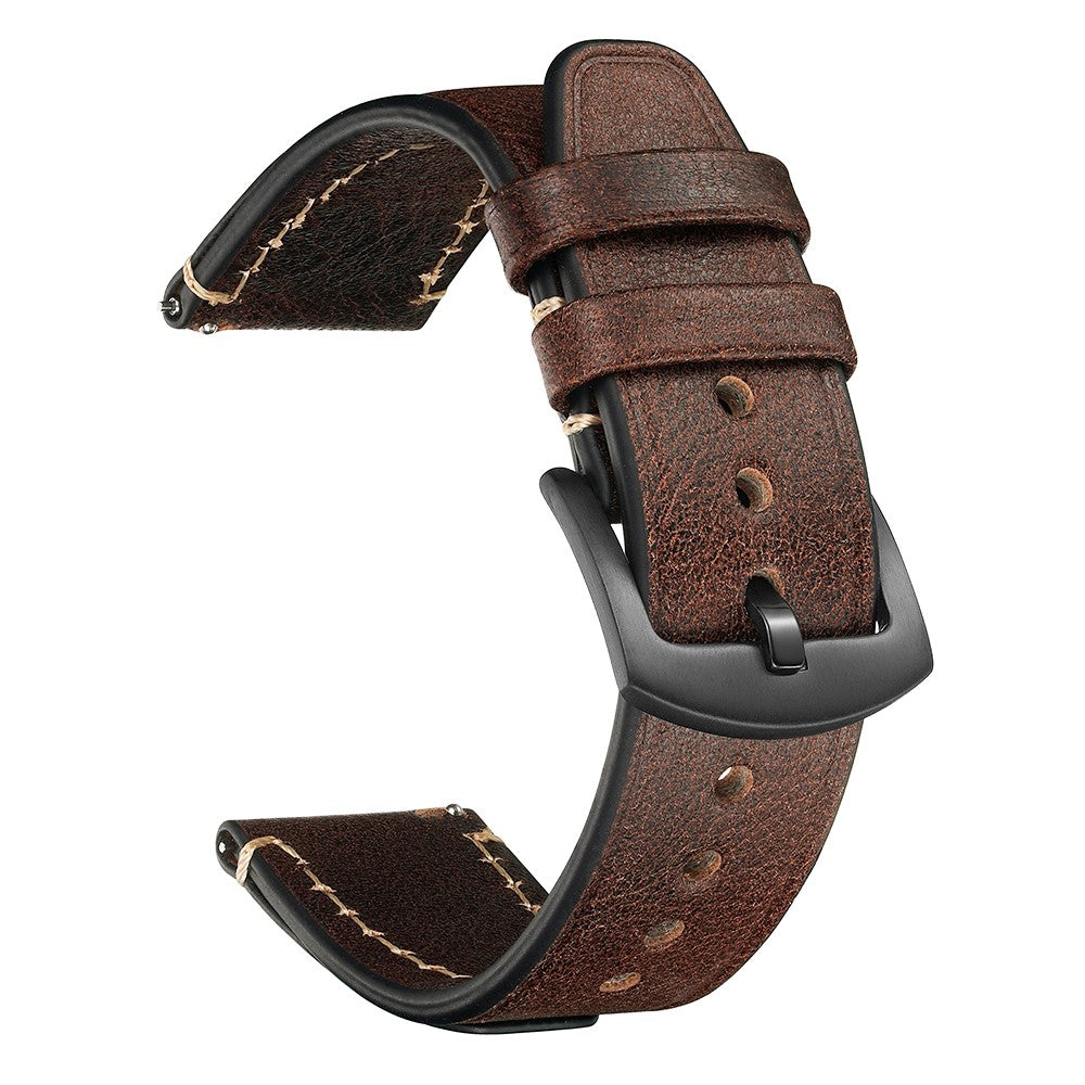 20mm Strap Samsung Galaxy Watch7 / FE 40mm / Garmin Forerunner 165 / Huami Amazfit Bip 3 Genuine Cow Leather Watch Band - Coffee#serie_1