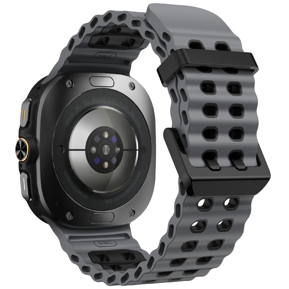 KALEBOL Samsung Galaxy Watch Ultra 47mm Silicone Watch Band Dual Color Ocean Wrist Strap - Grey+Black#serie_1