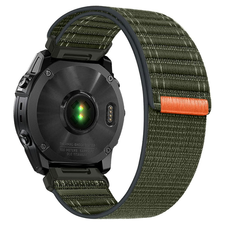 KALEBOL 26mm Nylon Watch Strap Garmin Fenix 7X / 7X Pro / 6X / 6X Pro Ocean Wave Wrist Band - Army Green#serie_2