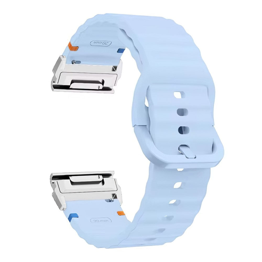 Garmin Fenix 8 47mm 22mm Quick Release Wavy Texture Silicone Watch Strap with Silver Connector - Baby Blue#serie_4